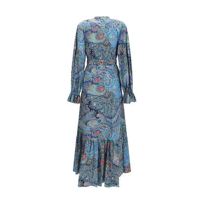Blue Cotton Casual Dress