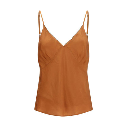 Orange Silk Sleeveles T-Shirt