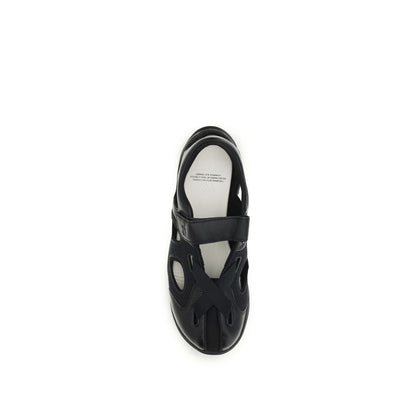 Black Calf Leather Bos Taurus Flat Sandals