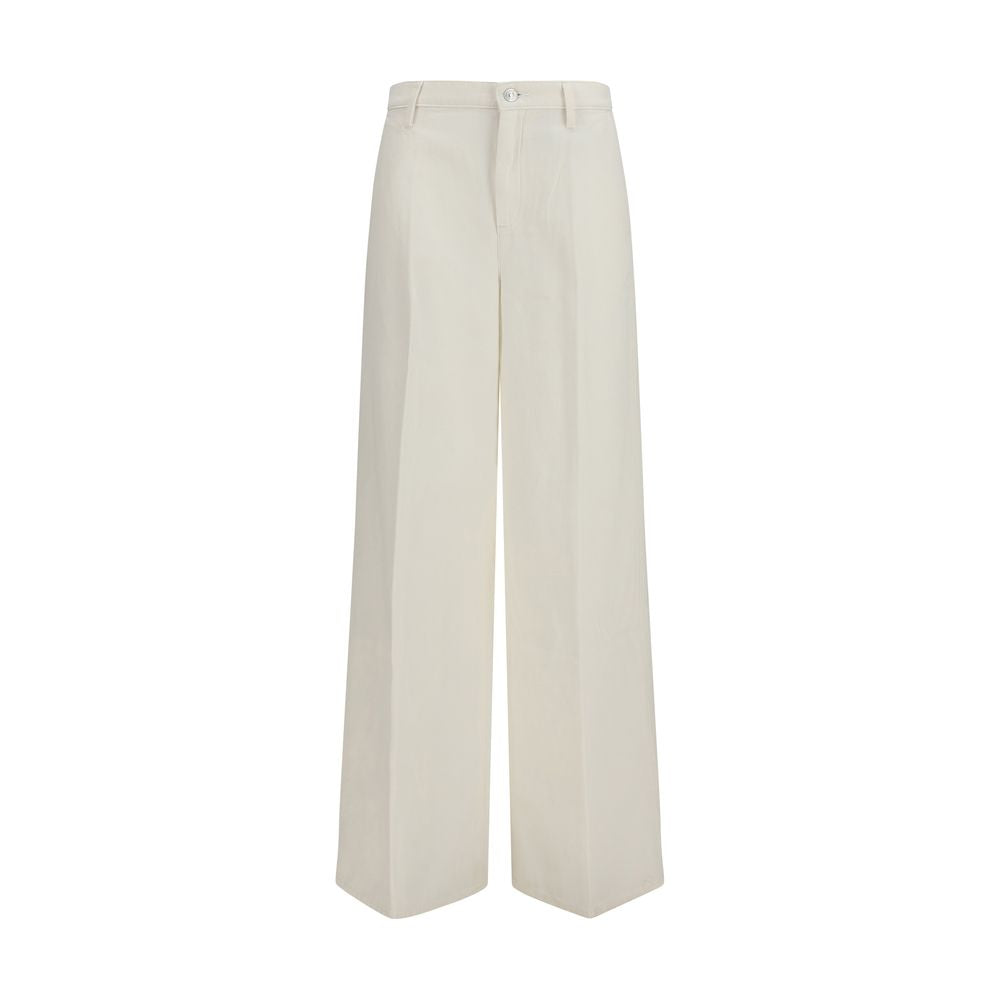 White Cotton Casual Pants