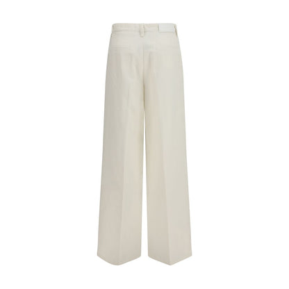 White Cotton Casual Pants