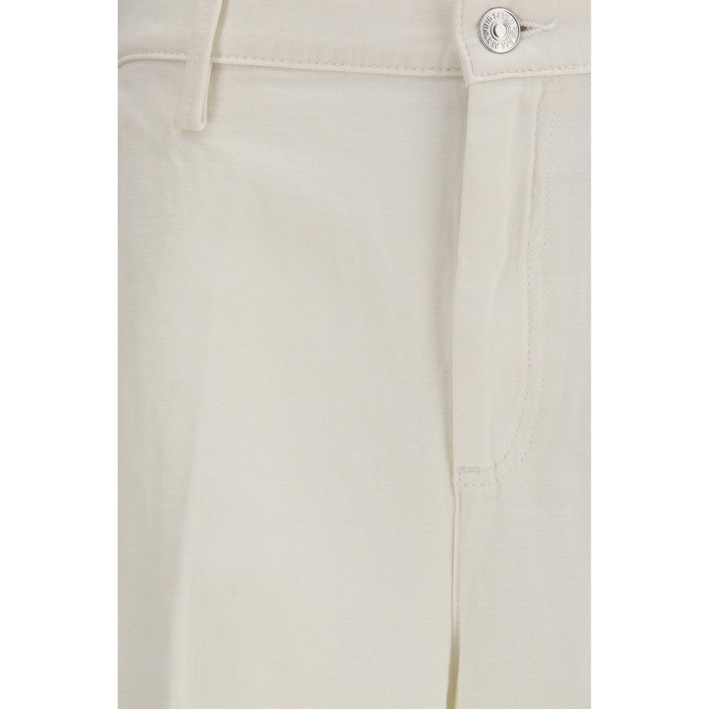 White Cotton Casual Pants