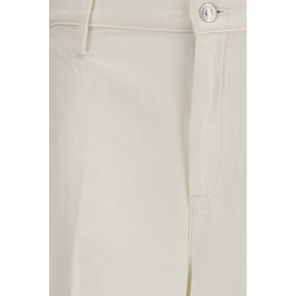 White Cotton Casual Pants