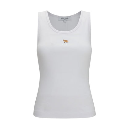 White Cotton Sleeveles T-Shirt