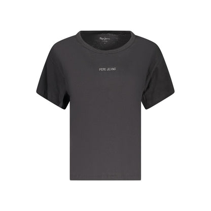 Black Cotton Women T-Shirt
