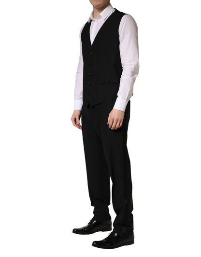 Black Wool Silk Saxophone Slim Fit 3Pc Suit