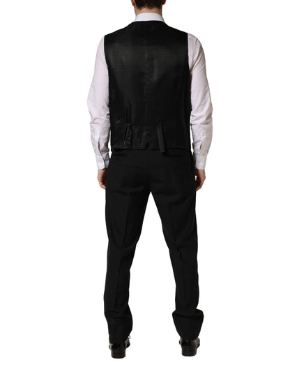 Black Wool Silk Saxophone Slim Fit 3Pc Suit
