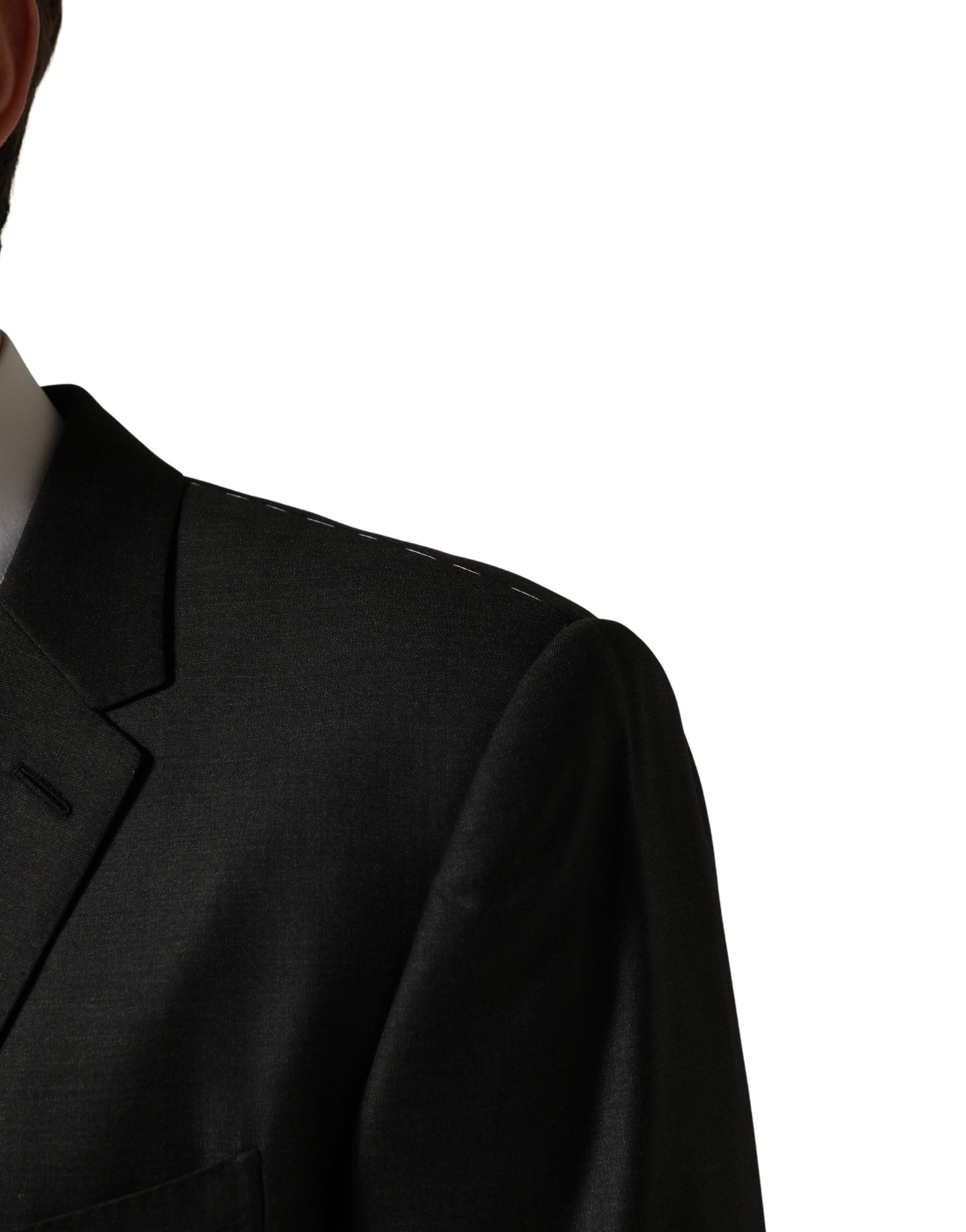 Black Wool 2 Buttons Formal 3 Piece Men Suit