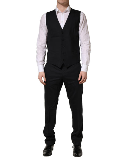 Black Wool 2 Buttons Formal 3 Piece Men Suit