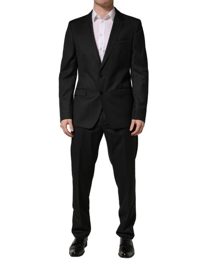 Black Wool 2 Buttons Formal 2 Piece Suit