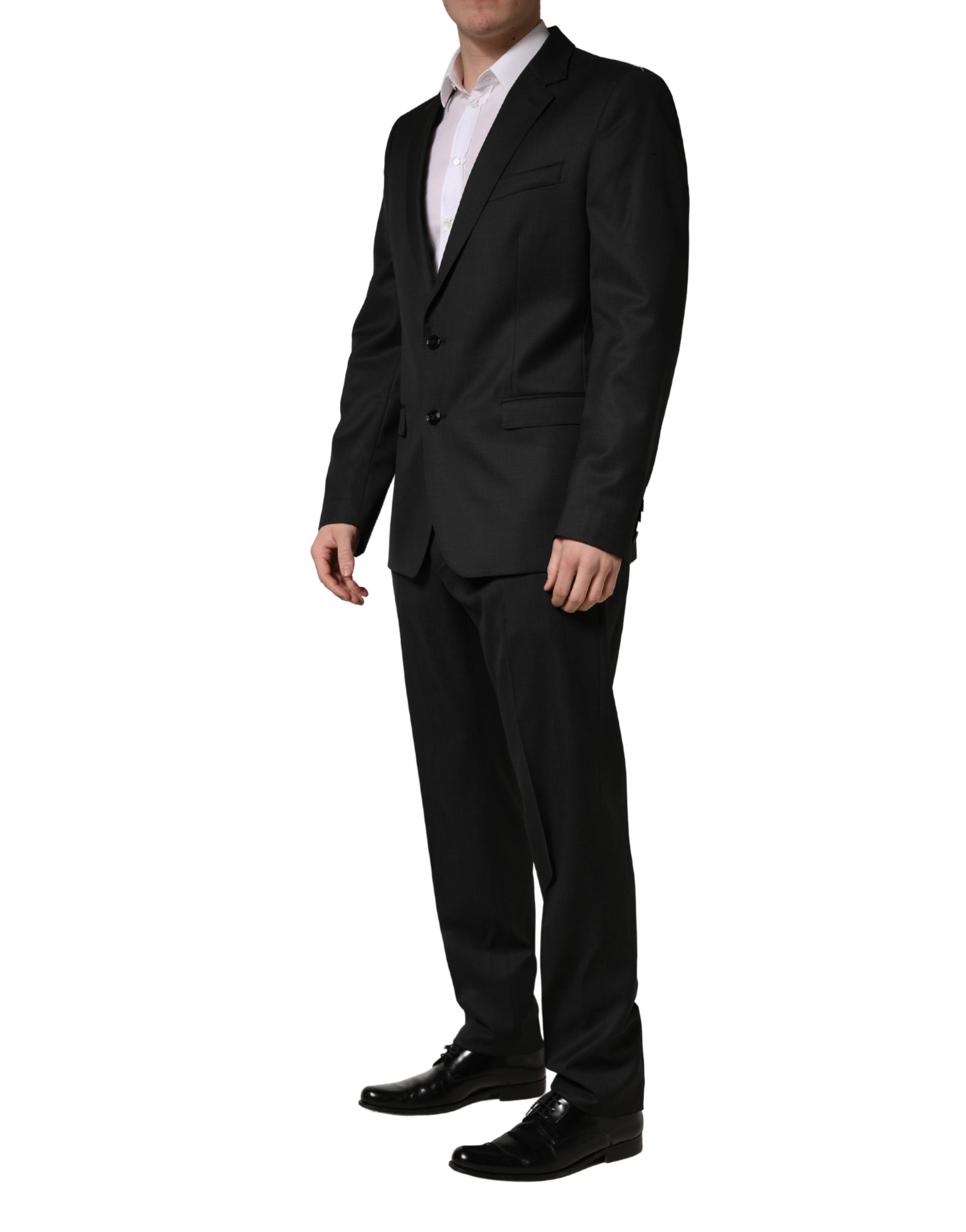 Black Wool 2 Buttons Formal 2 Piece Suit