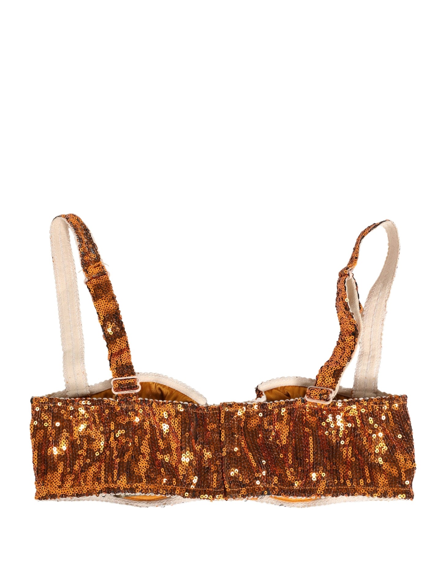 Gold Sequined Nyon Balconnet Bra Underwear