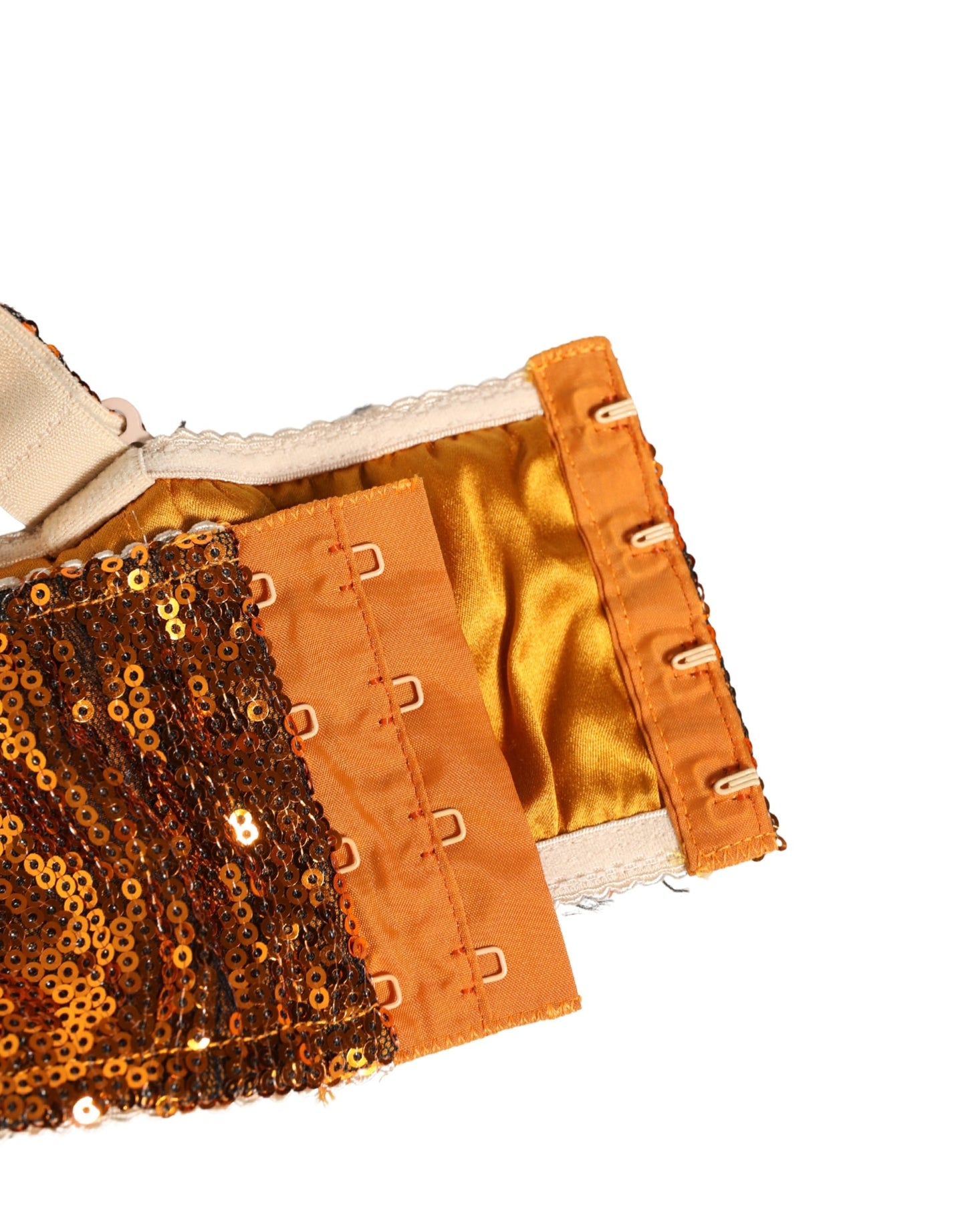 Gold Sequined Nyon Balconnet Bra Underwear