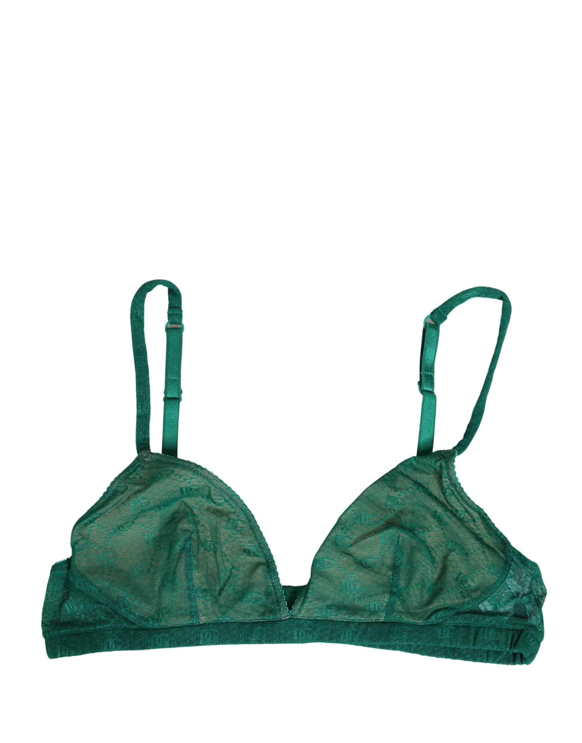 Green Nylon Stretch Soft Cup Brassiere Underwear