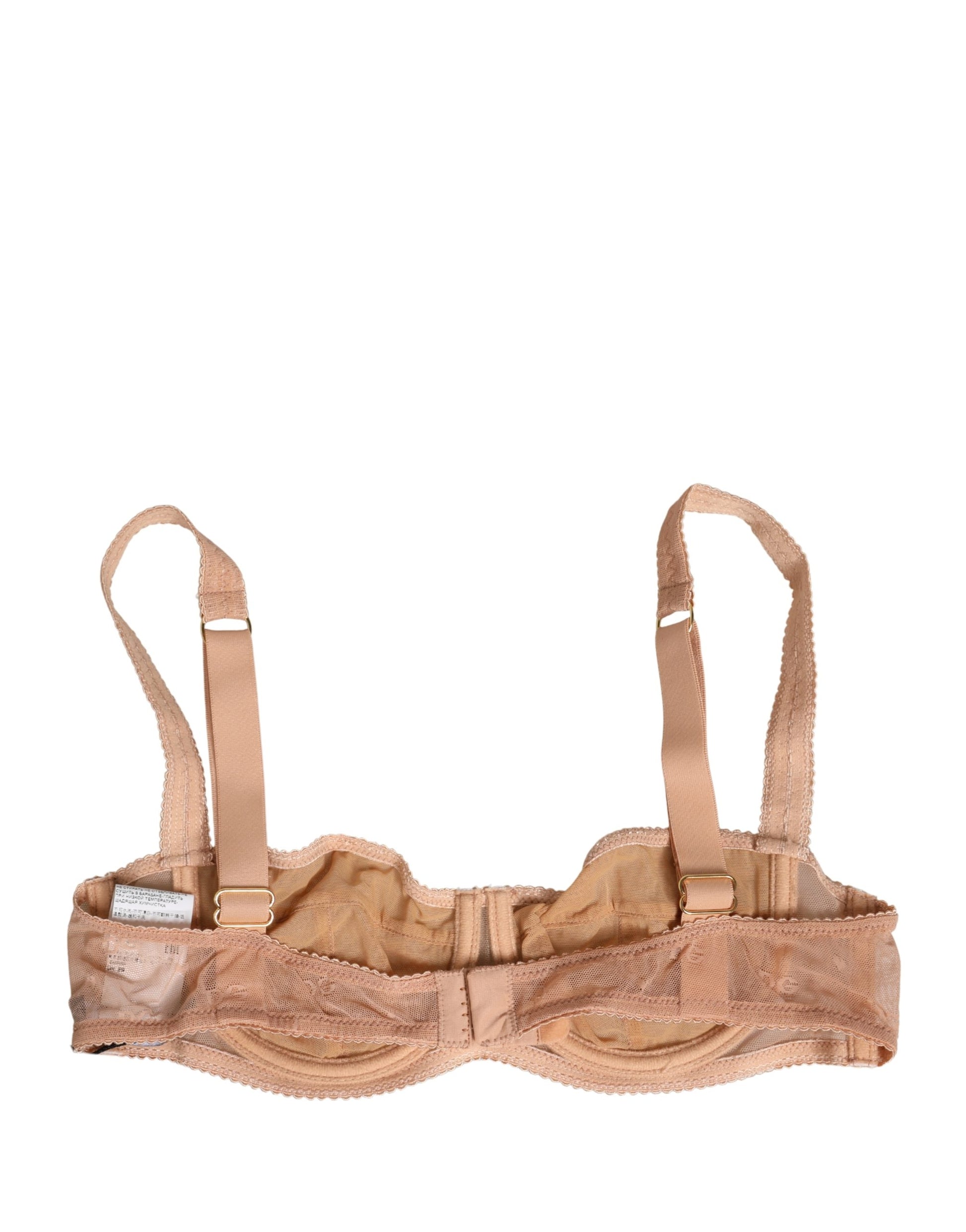 Beige Lace Mesh Underwire Balconnet Bra Underwear