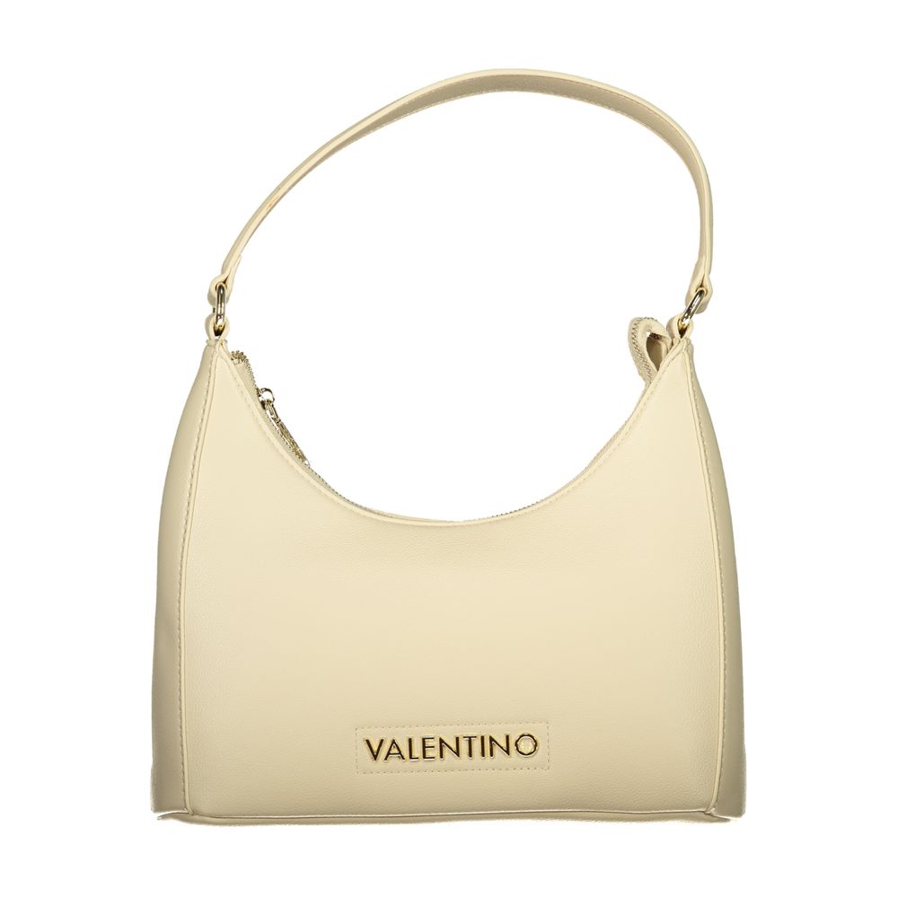 Beige Polyurethane Womens Bag with Handle and Adjustable Strap