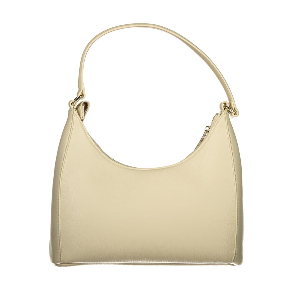 Beige Polyurethane Womens Bag with Handle and Adjustable Strap