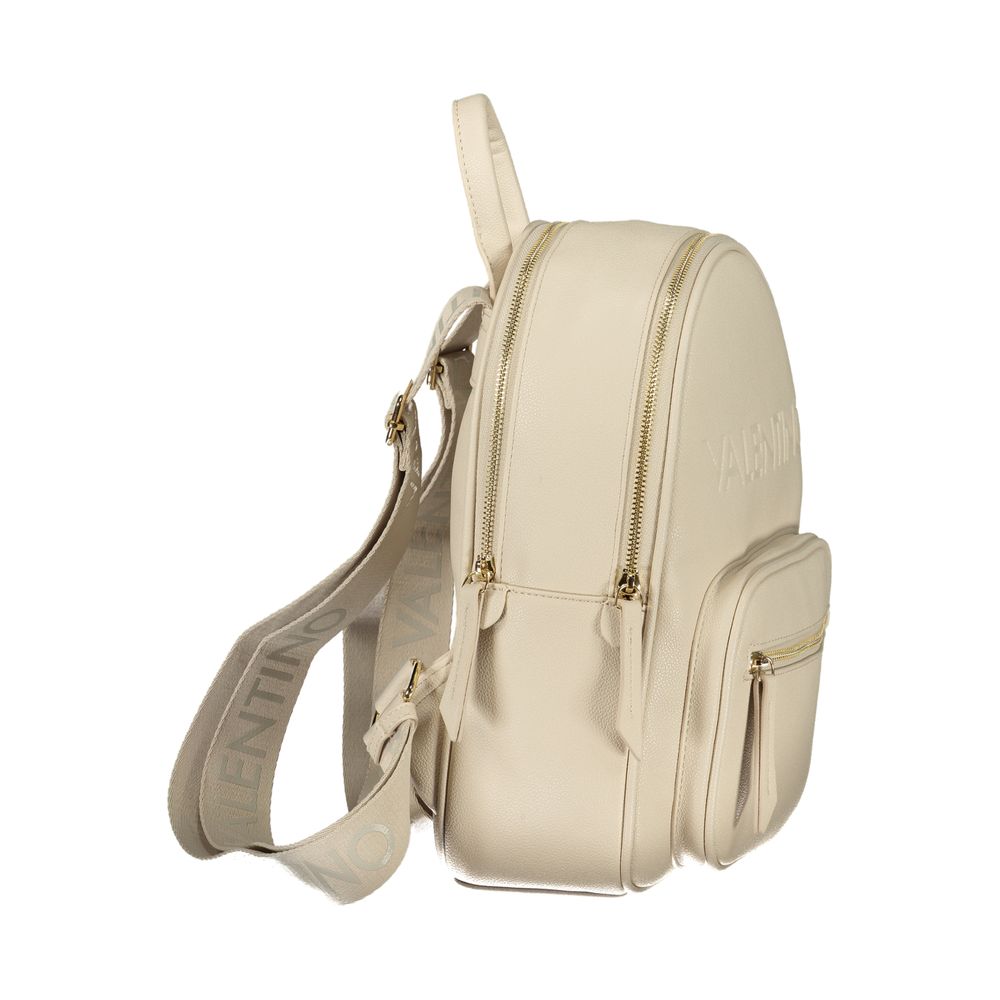 Beige Polyurethane Womens Backpack