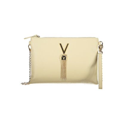 Beige Polyurethane Women's Bag with Removable Chain Shoulder Strap
