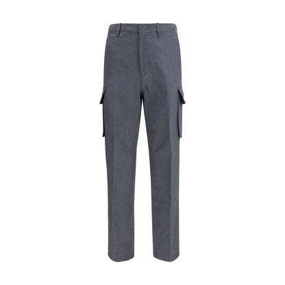 Gray Linen Cargo Pants