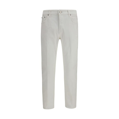 White Cotton Tapered Jeans