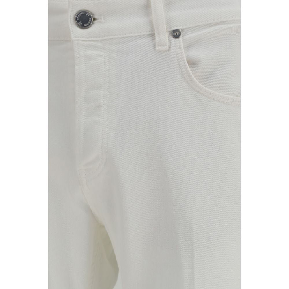 White Cotton Tapered Jeans