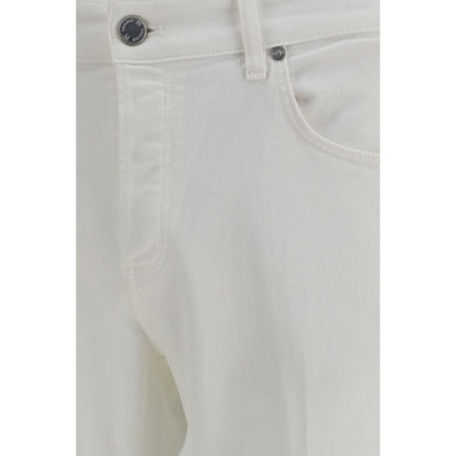 White Cotton Tapered Jeans