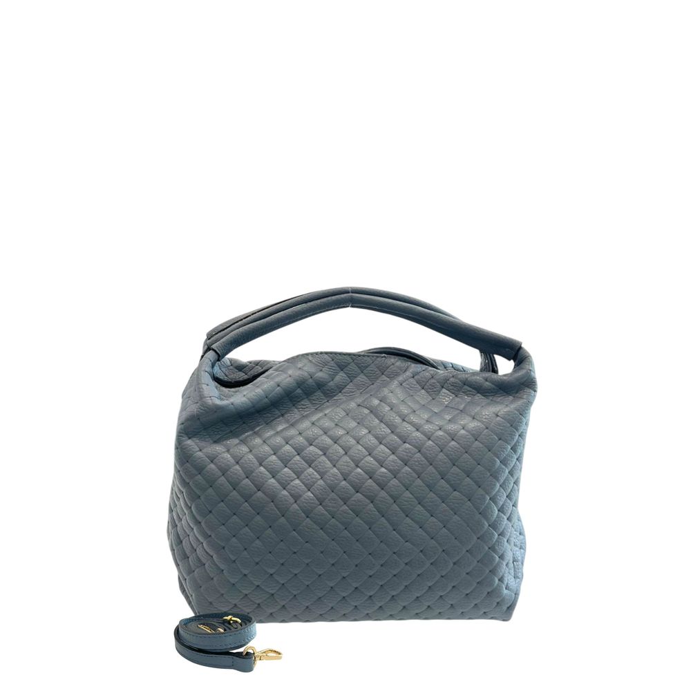 Blue Leather Women Handbag