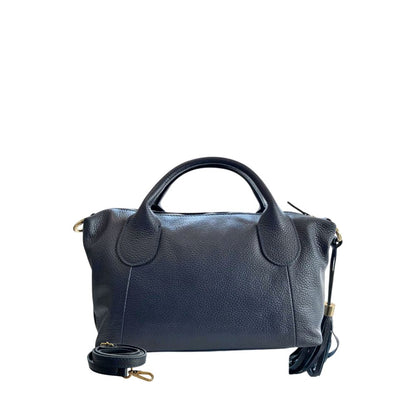 Blue Leather Women Handbag