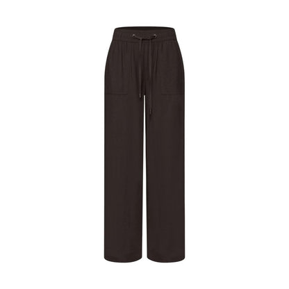 Brown Viscose Casual Pants
