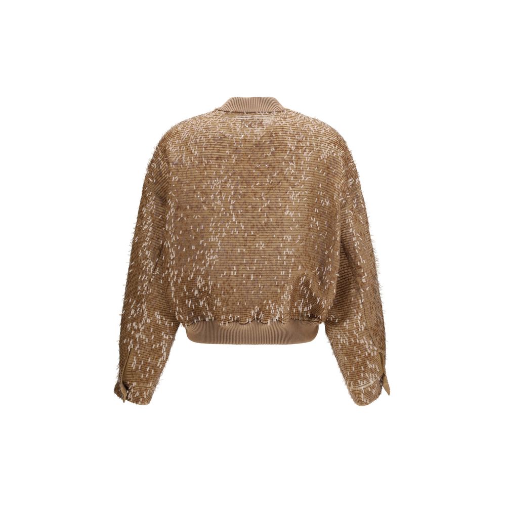 Brown Silk Bomber