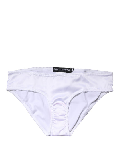 White Silk Stretch Mid Waist Brief Panty Underwear