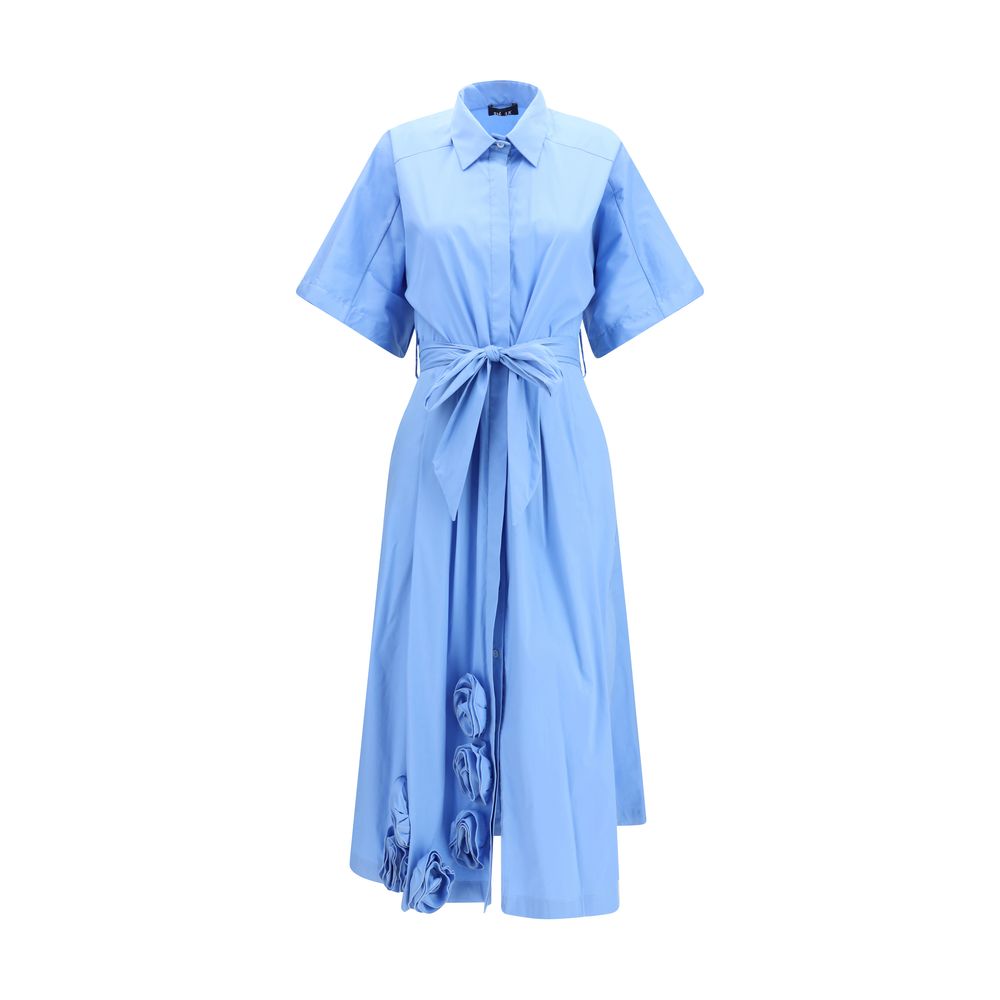 Blue Cotton Casual Dress