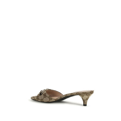 Beige Fabric Stiletto Heel Sandals