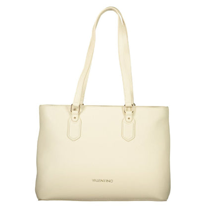 Beige Polyurethane Women's Shoulder Bag with Internal Pocket