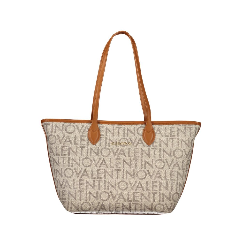 Beige Polyurethane Women's Shoulder Bag