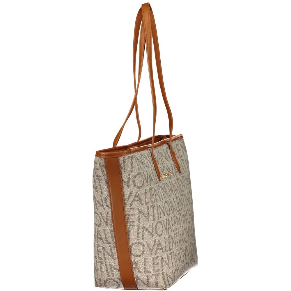 Beige Polyurethane Women's Shoulder Bag