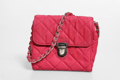 Prada Pink Quilted Tessuto Impuntu Nylon Flap Crossbody Bag
