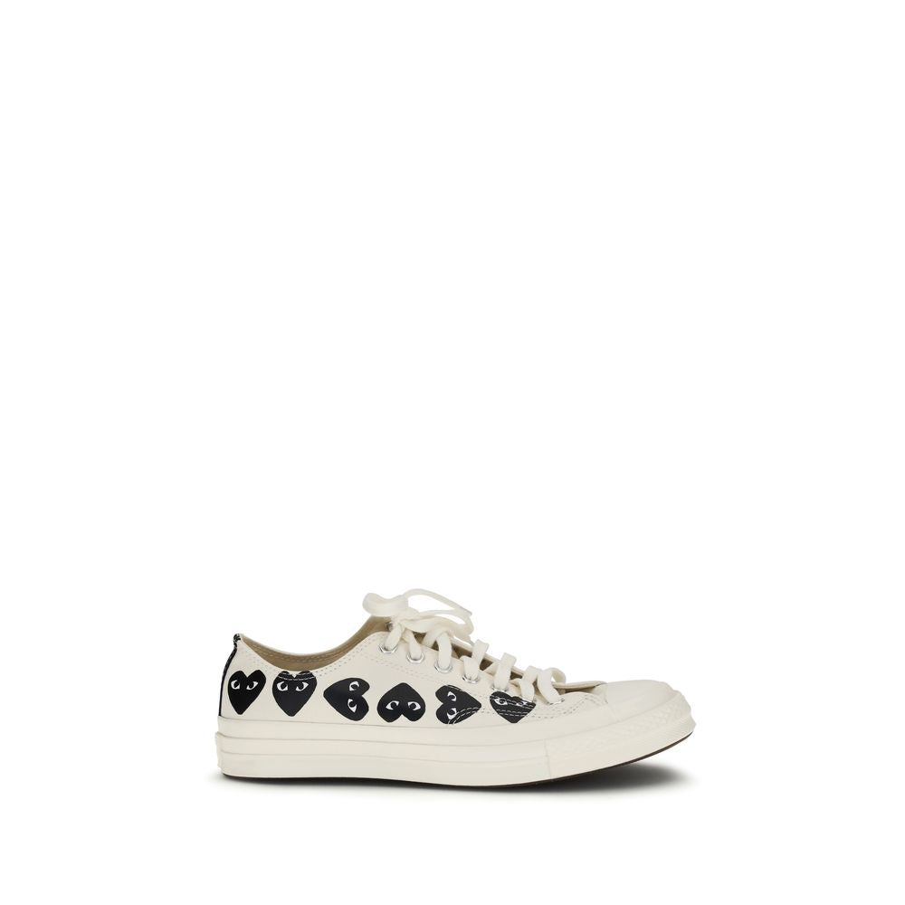 White Canvas Low Top Sneakers