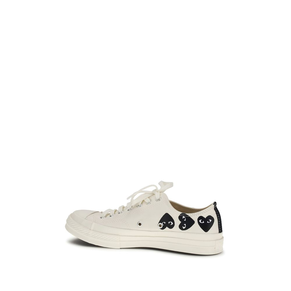White Canvas Low Top Sneakers