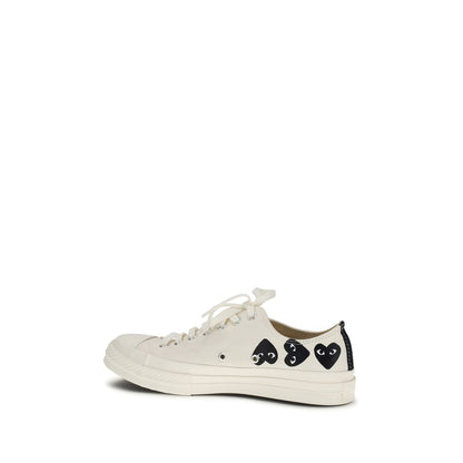 White Canvas Low Top Sneakers