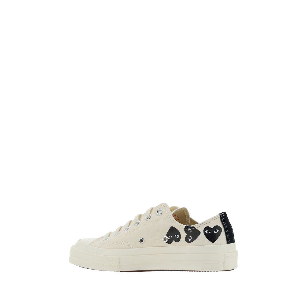 White Canvas Low Top Sneakers