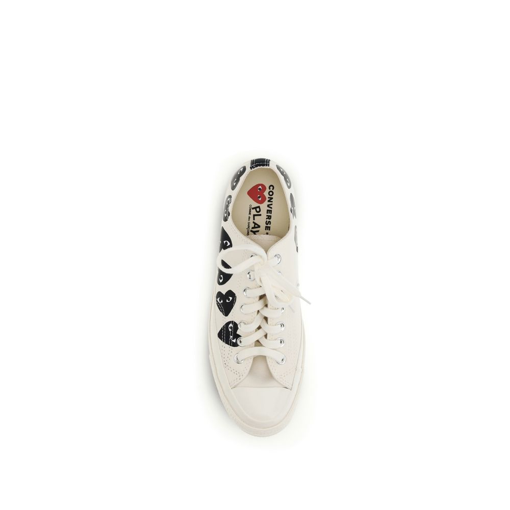 White Canvas Low Top Sneakers