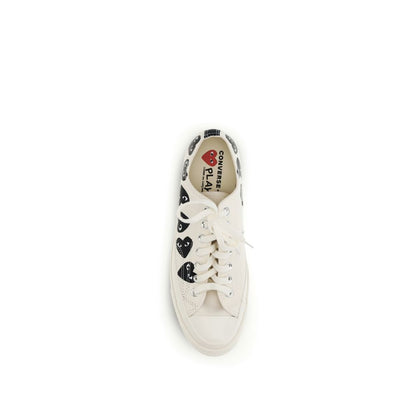 White Canvas Low Top Sneakers