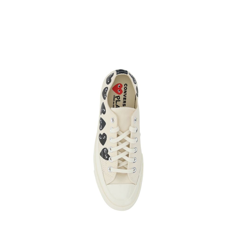 White Canvas Low Top Sneakers