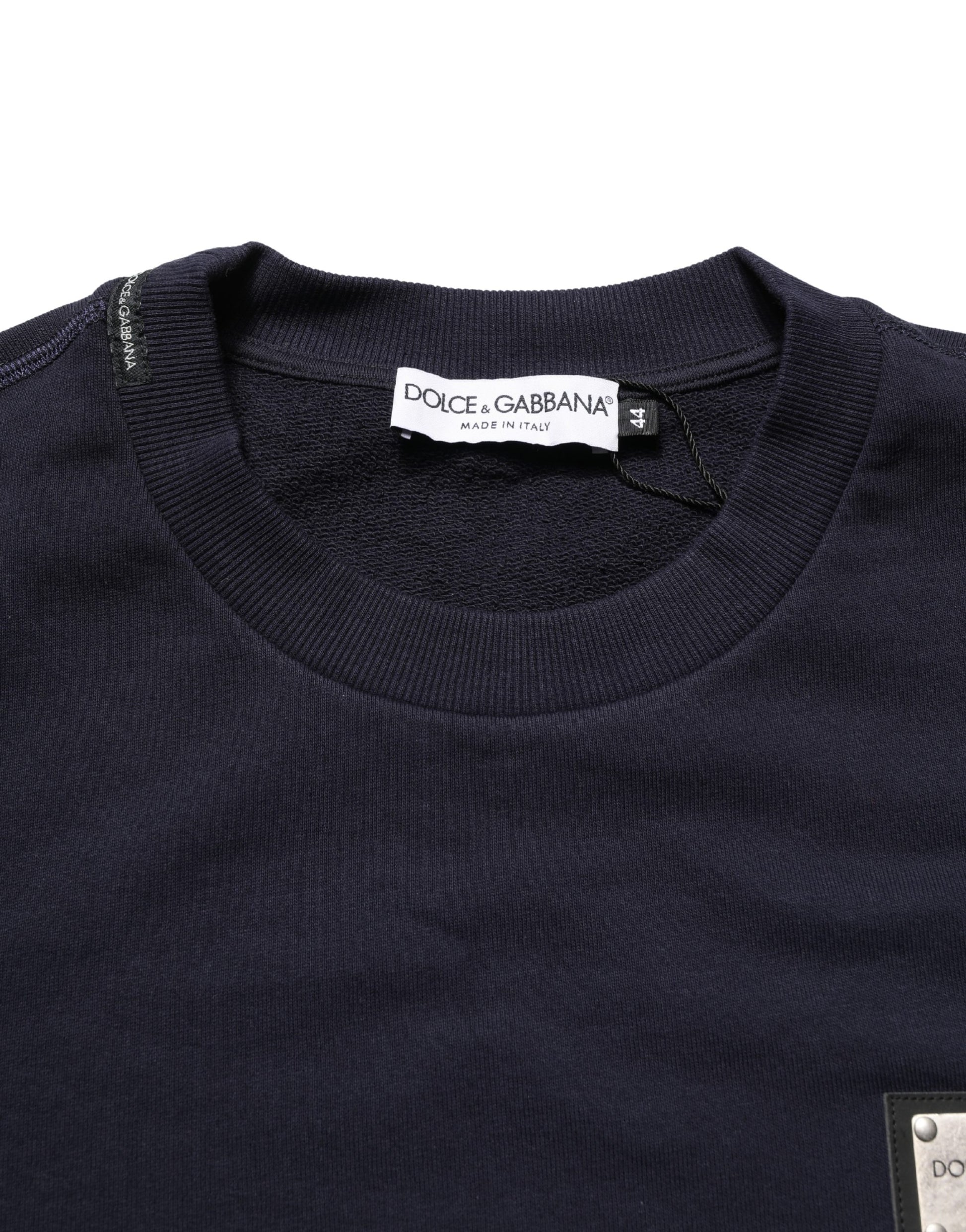 Black Logo Plaque Jersey Sweatshirt Cotton Sweater