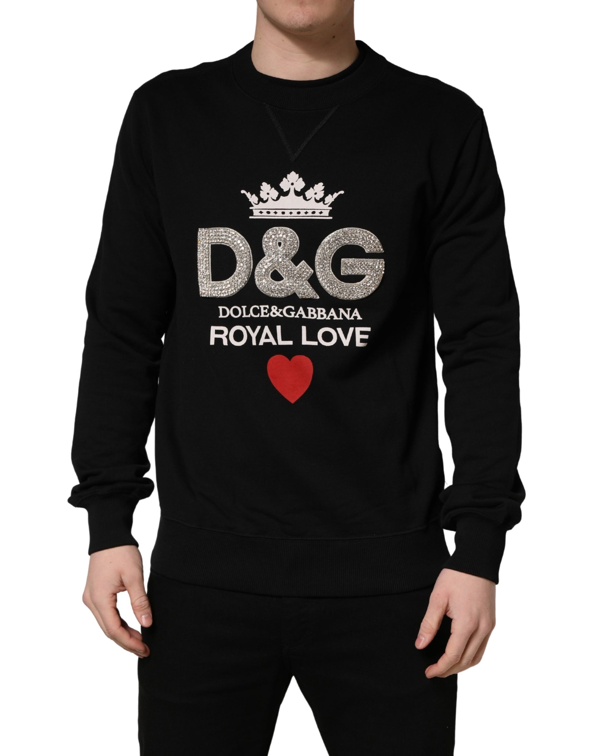 Black Embellished Cotton Sweatshirt Sweater
