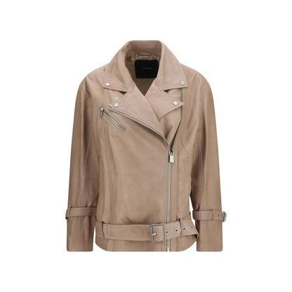 Beige Lambskin Leather Jacket