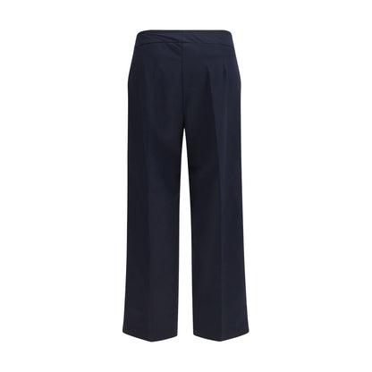 Blue Polyester Casual Pants