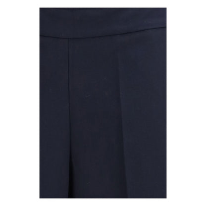 Blue Polyester Casual Pants